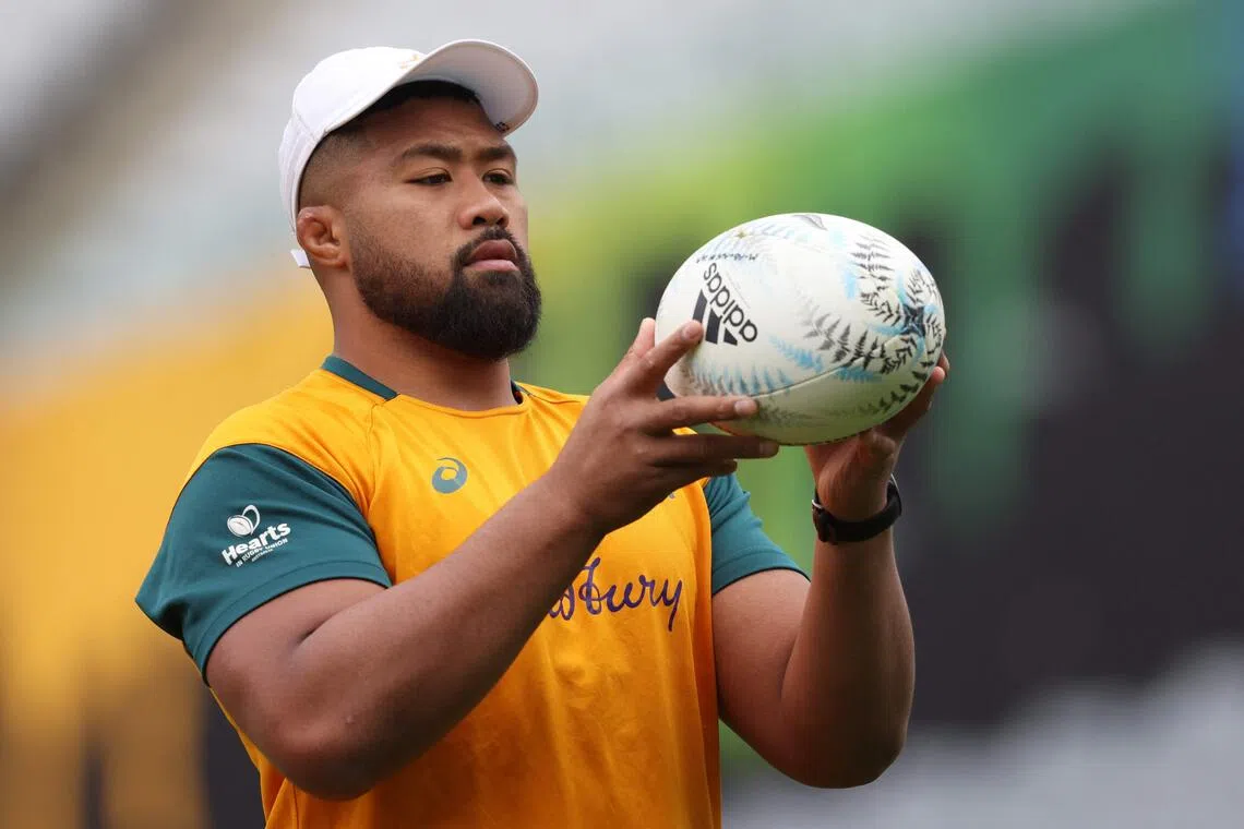 Australia’s Folau Fainga'a in the team's captain's run at Eden Park in Auckland on Sept 23, 2022 ahead of their rugby Test match against New Zealand. The Wallaby hooker will be allowed to cut short his contract with Clermont in order to return home and pursue his dream of playing in a home World Cup in 2027.