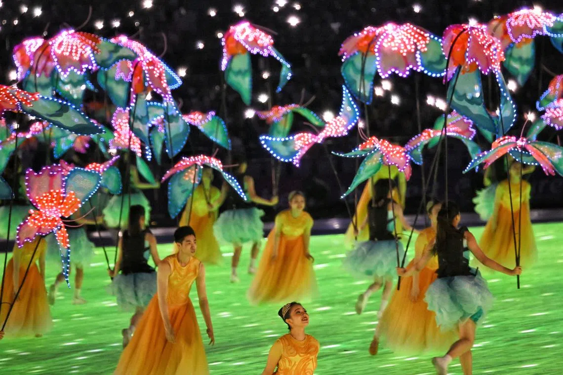 Performers during a segment of the opening ceremony of the 19th Asian Games held at the Hangzhou Olympic Sports Center Stadium on Sept 23.