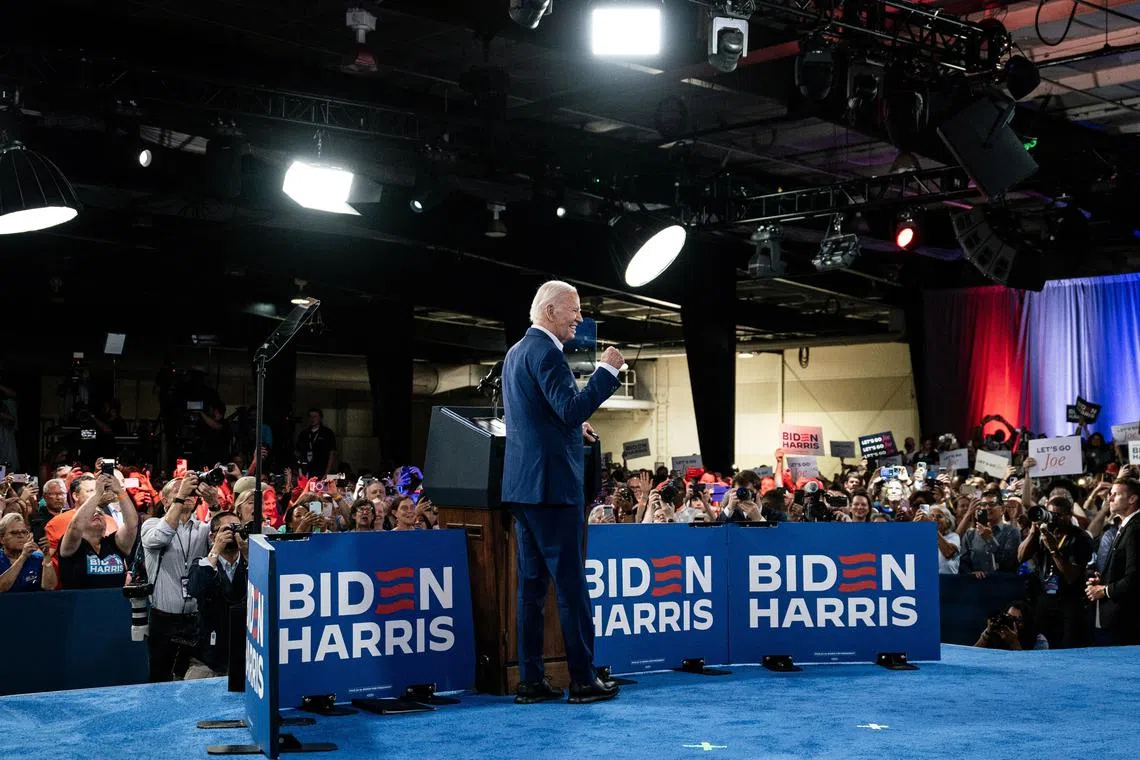 President Joe Biden at a reelection campaign rally in Raleigh, N.C., on Friday, June 28, 2024, one day after his debate with former President Donald Trump. BidenÕs campaign is to begin airing a new 60-second television ad in key battleground states as the presumptive Democratic nominee seeks to recover from a stilted debate performance that has shaken his standing in the 2024 race. (Haiyun Jiang/The New York Times)
