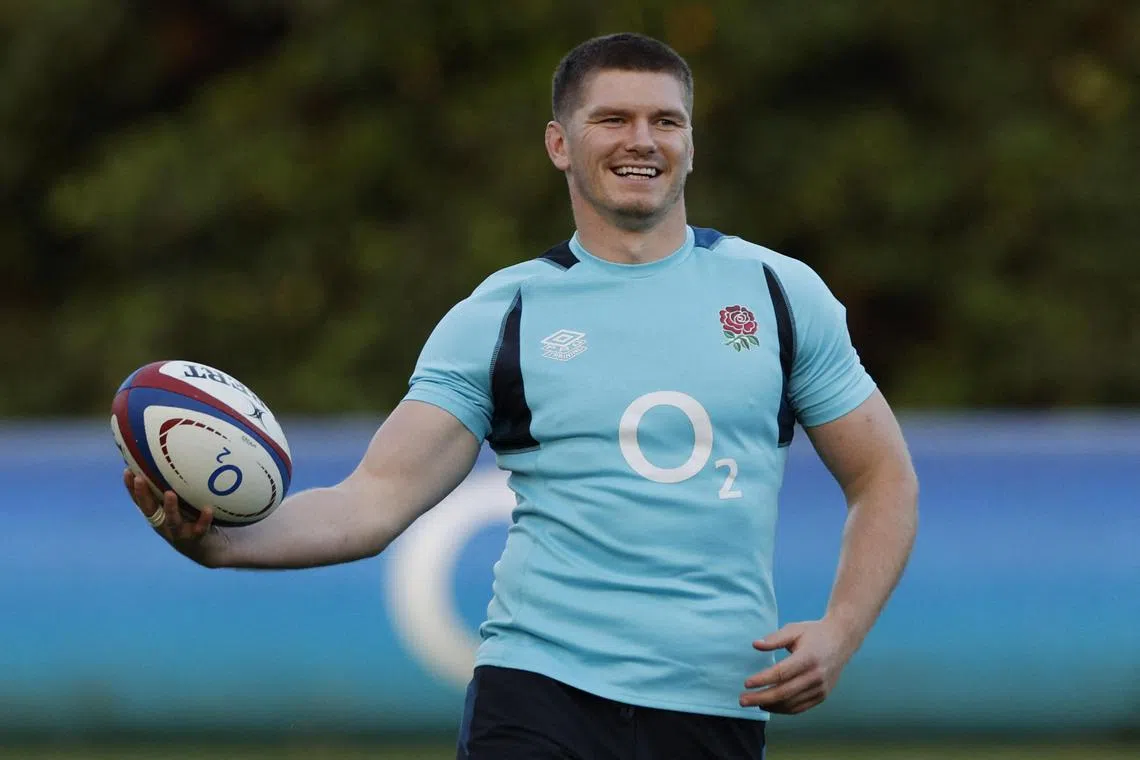 Rugby Union - International - England Training - Honda England Rugby Performance Centre, Pennyhill Park, Bagshot, Britain - November 9, 2022
England's Owen Farrell during training Action Images via Reuters/Peter Cziborra