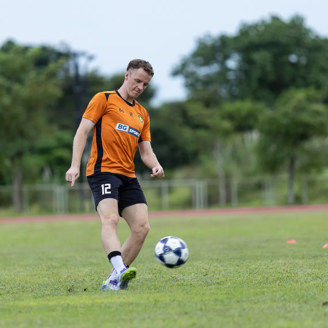 Trent Buhagiar in training in Capas, Tarlac, Philippines ahead of BG Tampines' Asian Champions League 2 clash with Kaya FC.