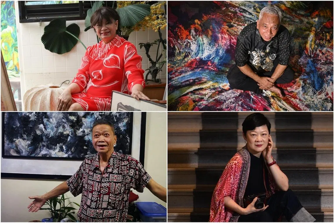 (Clockwise from top left) Artist Karen Hoisington, Batik artist Ika Zahri Sarkasi, photographer Chua Yang and artist Lim Hock Ann.