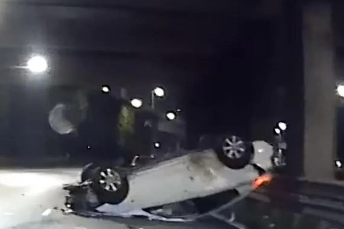 SCDF said it was alerted to the accident on the PIE at 3.45am on Jan 2.