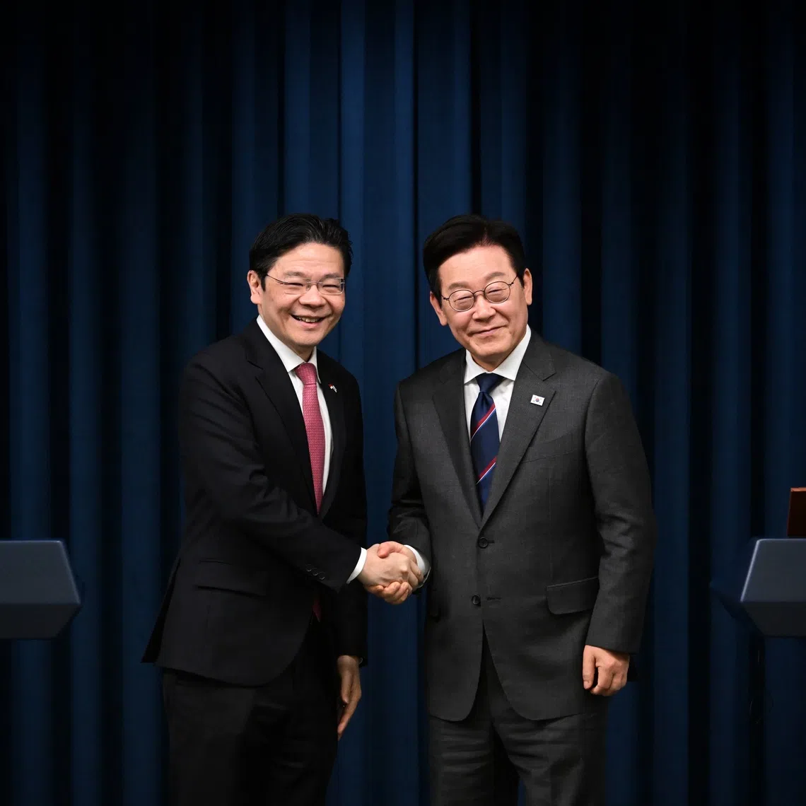 PM Lawrence Wong (left) and South Korean President Lee Jae Myung jointly launched a strategic partnership between the two countries in Seoul.