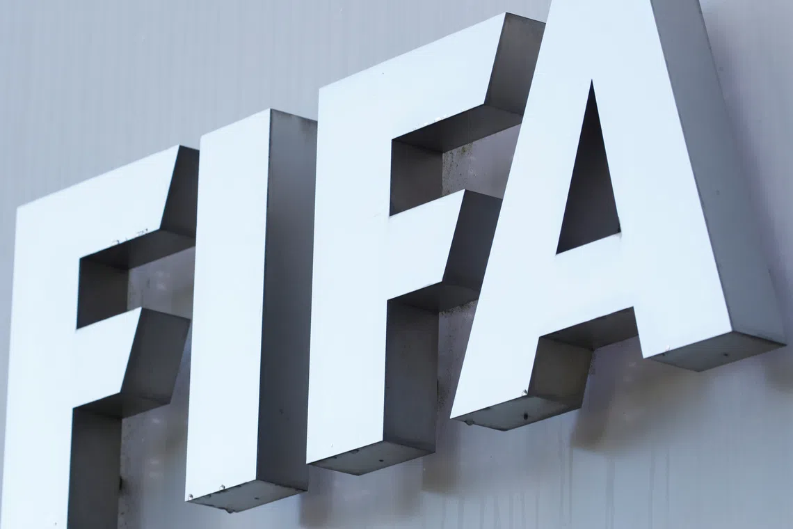FIFA's logo is seen in front of its headquarters in Zurich, Switzerland August 5, 2020. REUTERS/Arnd Wiegmann