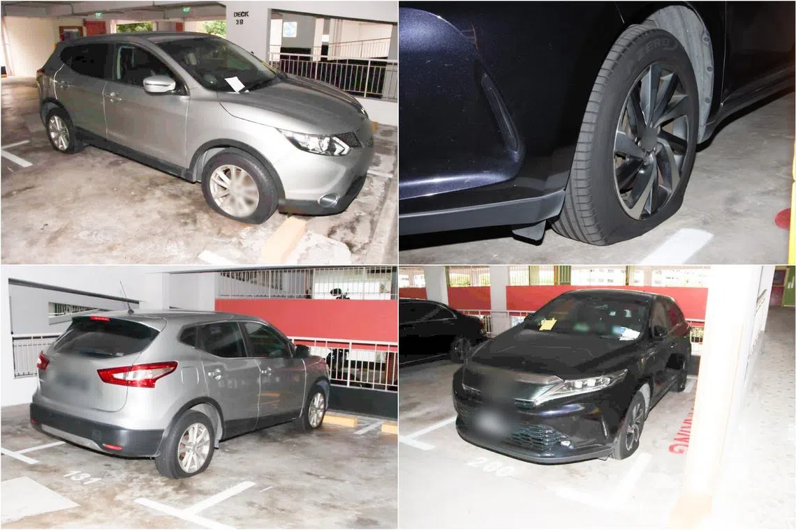 Police said on Nov 20 a car owner alerted the police when she found the tyres of her vehicle deflated at one of the carparks.