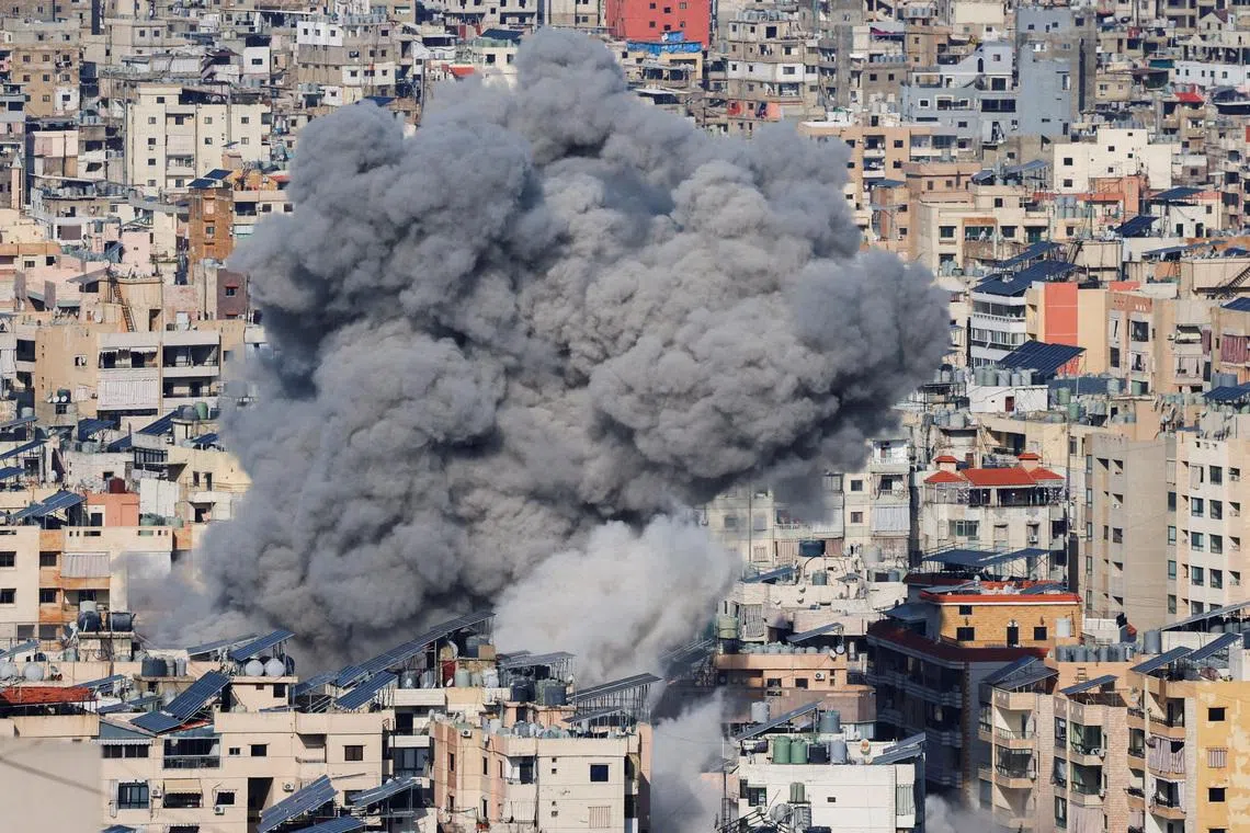 Smoke rising after an Israeli strike on Beirut's southern suburbs, following escalated fighting between Hezbollah and Israel amid the U.S.-Israeli conflict with Iran, Lebanon, on March 4, 2026.