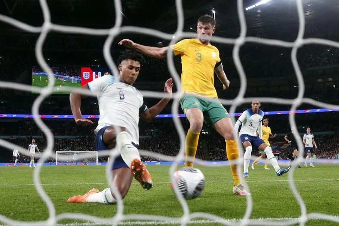 Soccer Football - International Friendly - England v Australia - Wembley Stadium, London, Britain - October 13, 2023 England's Ollie Watkins scores their first goal Action Images via Reuters/Matthew Childs