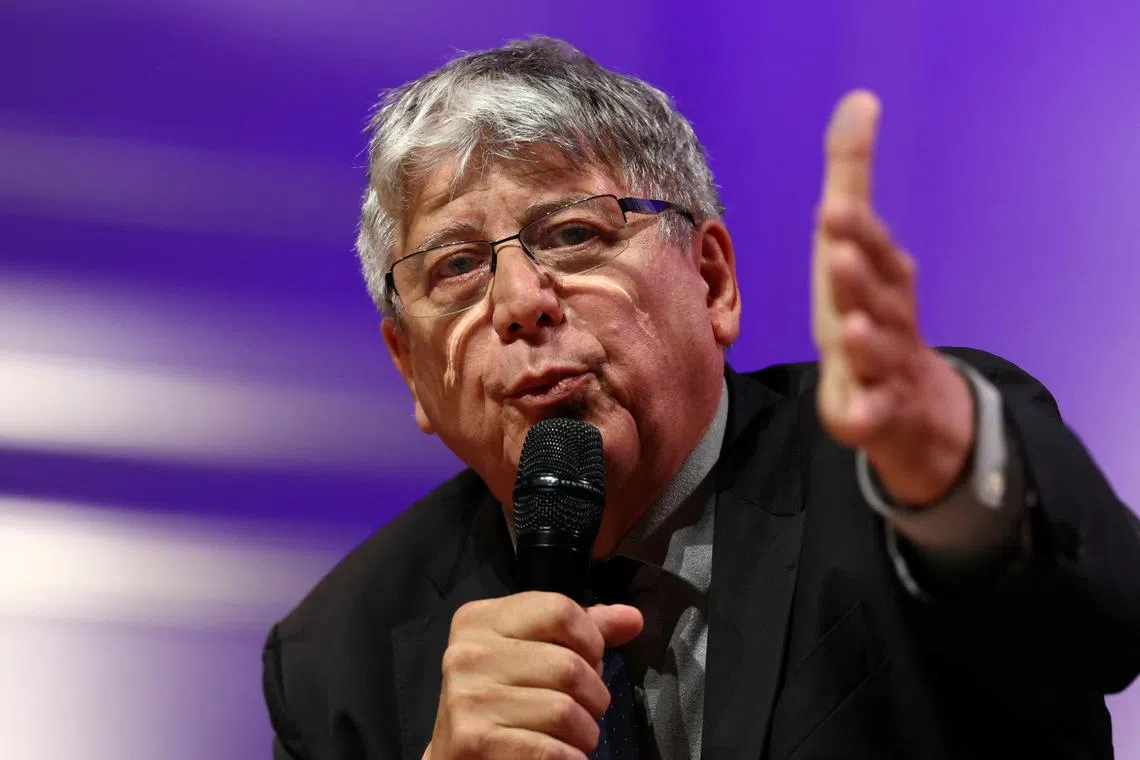 Eric Coquerel, politician and representative of the left-wing parties alliance named \"Nouveau Front Populaire\" (New Popular Front), attends a hearing to present the alliance's program to French entrepreneurs for the upcoming French parliamentary elections at the French employers body MEDEF union headquarters in Paris, France, June 20, 2024. REUTERS/Stephanie Lecocq