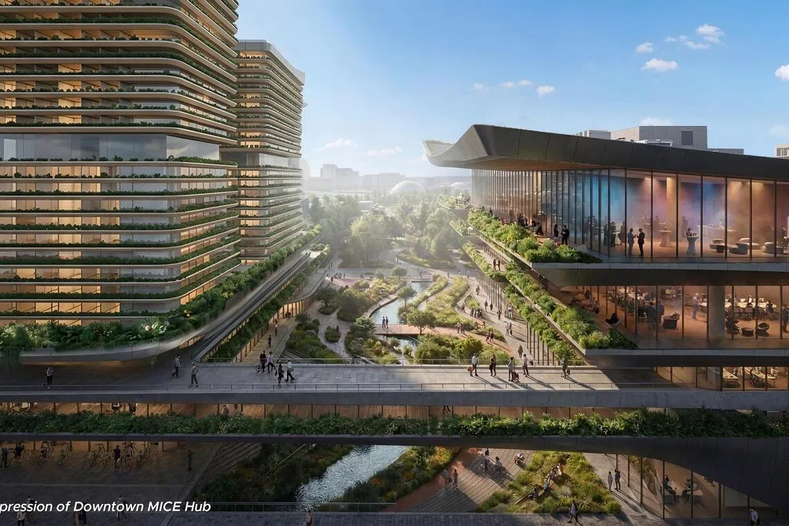 An artist’s impression of the planned MICE hub in Marina South.