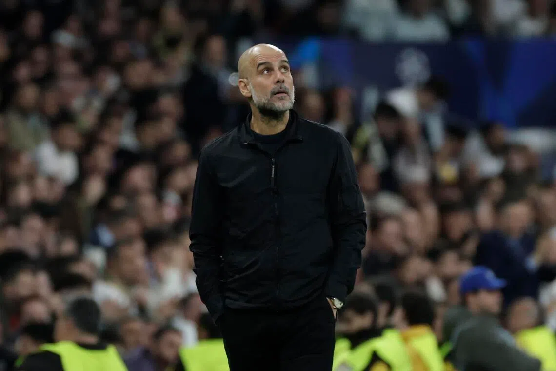 epa12812986 Manchester City's head coach Pep Guardiola looks on during the UEFA Champions League round-of-sixteen first leg soccer match between Real Madrid and Manchester City, in Madrid, Spain, 11 March 2026.  EPA/Juanjo Martin