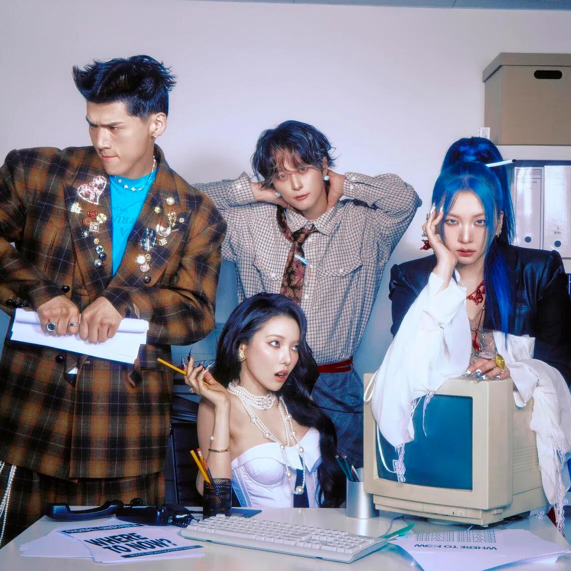 (Clockwise from left bottom) Somin, BM, J.Seph and Jiwoo of KARD.