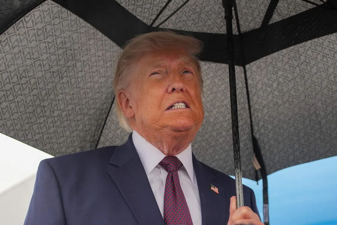 US President Donald Trump speaking to  reporters in Reading, Pennsylvania, on June 23.