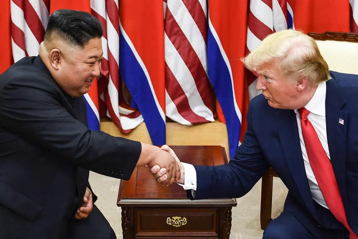 Mr Trump (right) said he expected to return to the region for a meeting with Mr Kim(left) “at some point in the not-too-distant future".