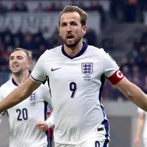 Harry Kane of England celebrates after scoring the opening goal during the Fifa World Cup UEFA qualifier.