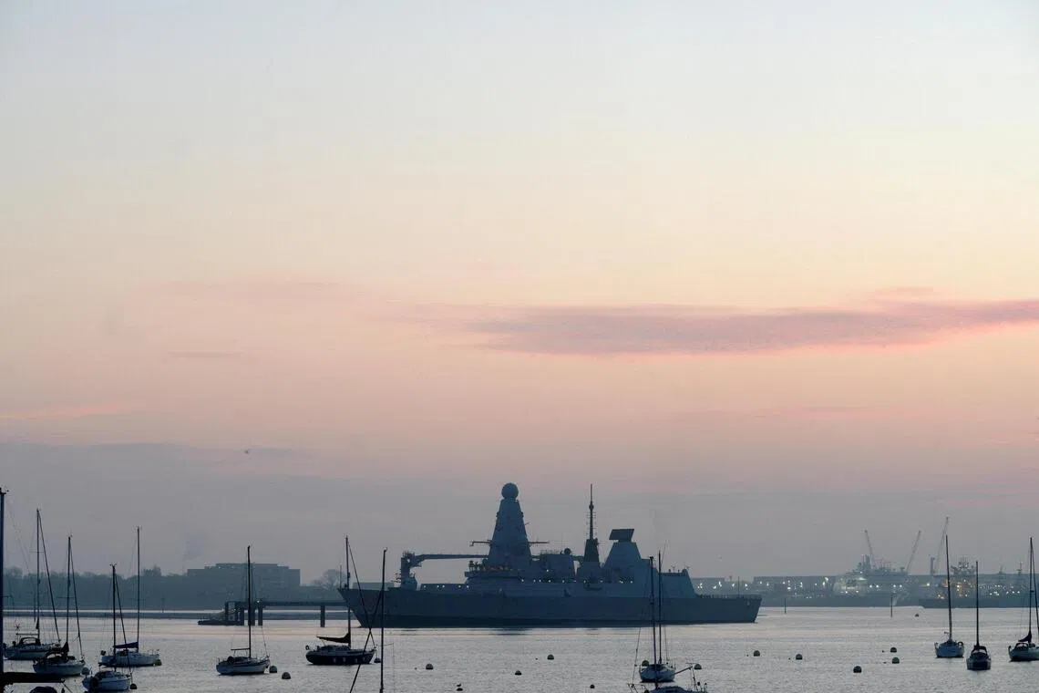 Britain's defence ministry said deploying HMS Dragon would strengthen the confidence of commercial shipping and support mine clearance efforts once hostilities end.