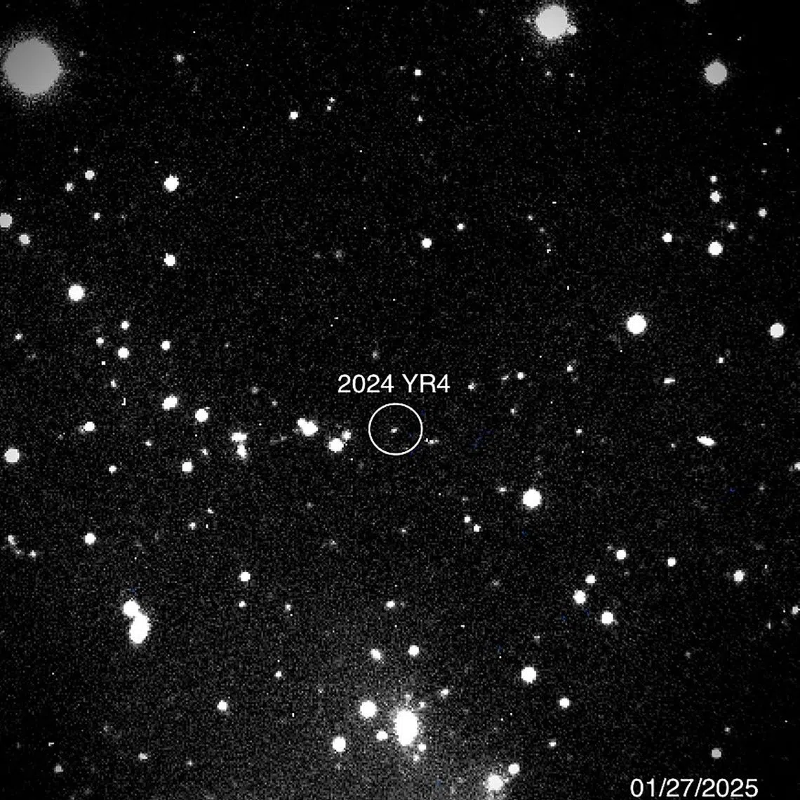 The asteroid 2024 YR4, as observed from the Magdalena Ridge 2.4m telescope at the New Mexico Institute of Technology on Jan 27.