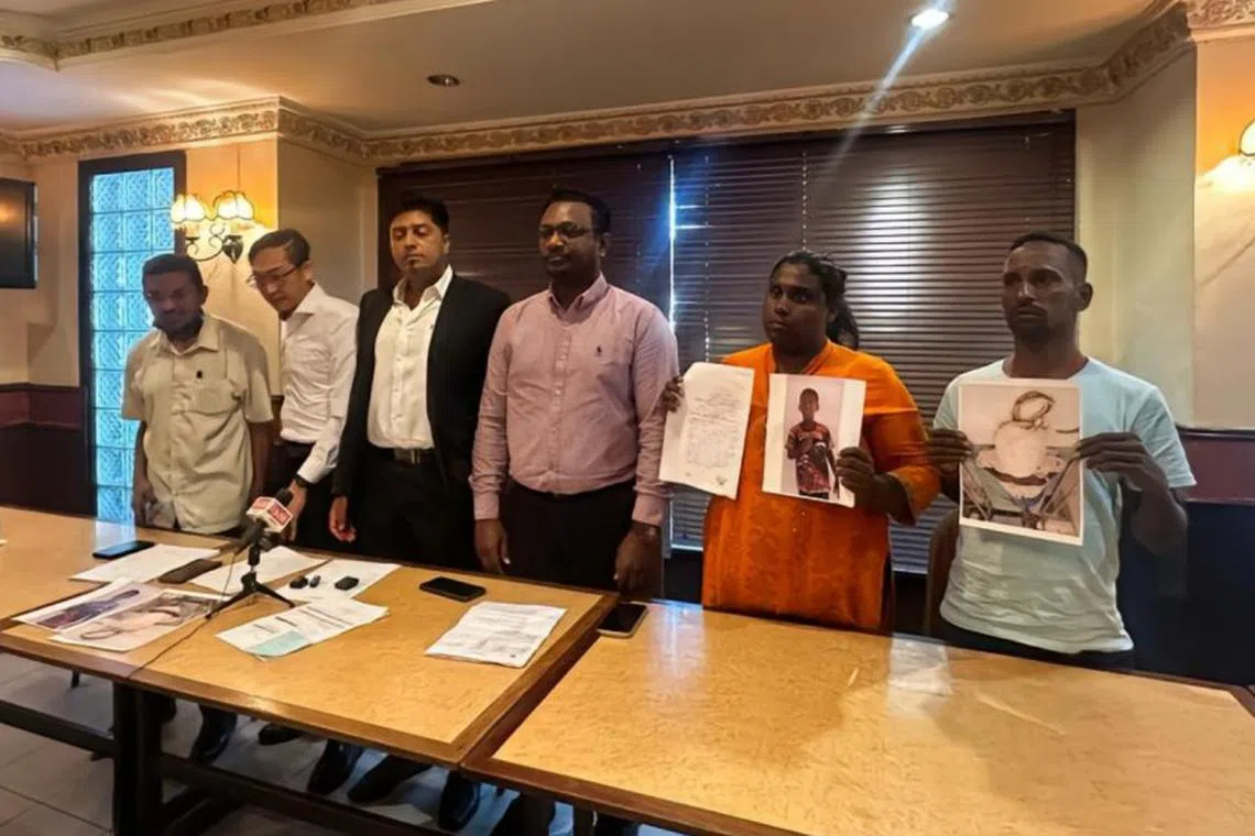 (Third from left) Family lawyer Dinesh Muthal, Pemas chairman S Dayalan, Mogahana Selvi and her husband B Suresh at the press conference on May 29.