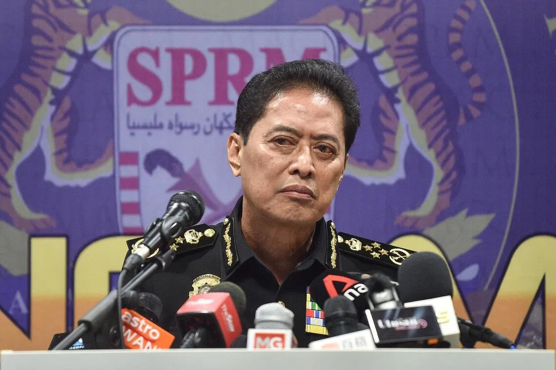 Malaysia's Anti-Corruption Commission chief commissioner Azam Baki takes part in a press conference at the MACC headquarters in Putrajaya on March 4, 2026.