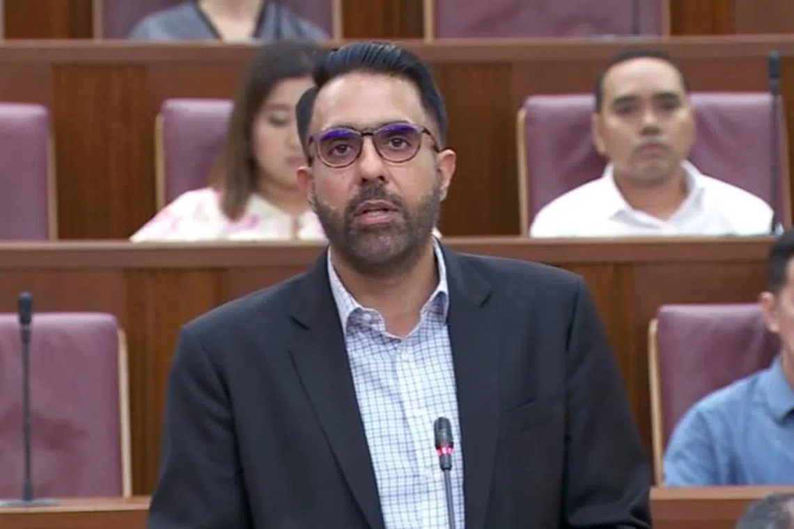 WP chief Pritam Singh speaking in Parliament during the debate on the Israel-Hamas conflict on Nov 6.