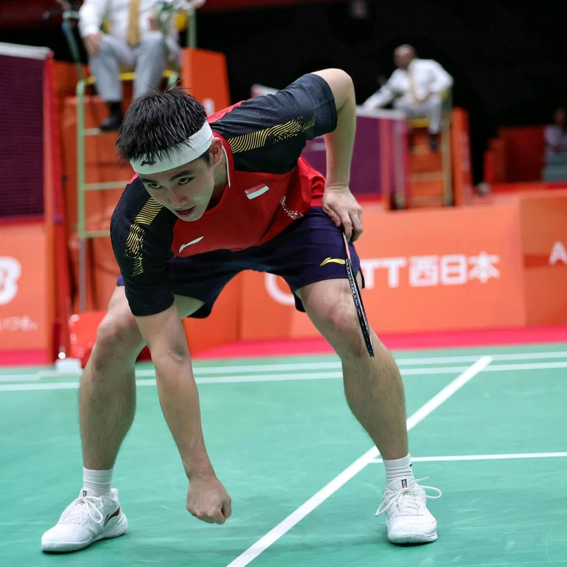 Loh Kean Yew of Singapore mimicking anime character Monkey D. Luffy pose after defeating Sen Lakshya of India during the Aichi-Nagoya 2026 Asian Games badminton men’s singles on Sept 26.