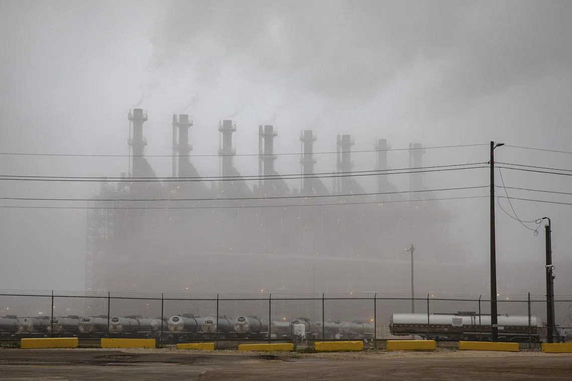 FILE — The Exxon Mobile Baytown Olefins Plant in Baytown, Texas on Feb. 17, 2020.  Exxon Mobil is staking its future on oil. (Tamir Kalifa/The New York Times)