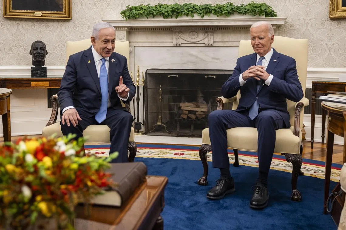 Israeli Prime Minister Benjamin Netanyahu (left) with US President Joe Biden at the White House, on July 25.
