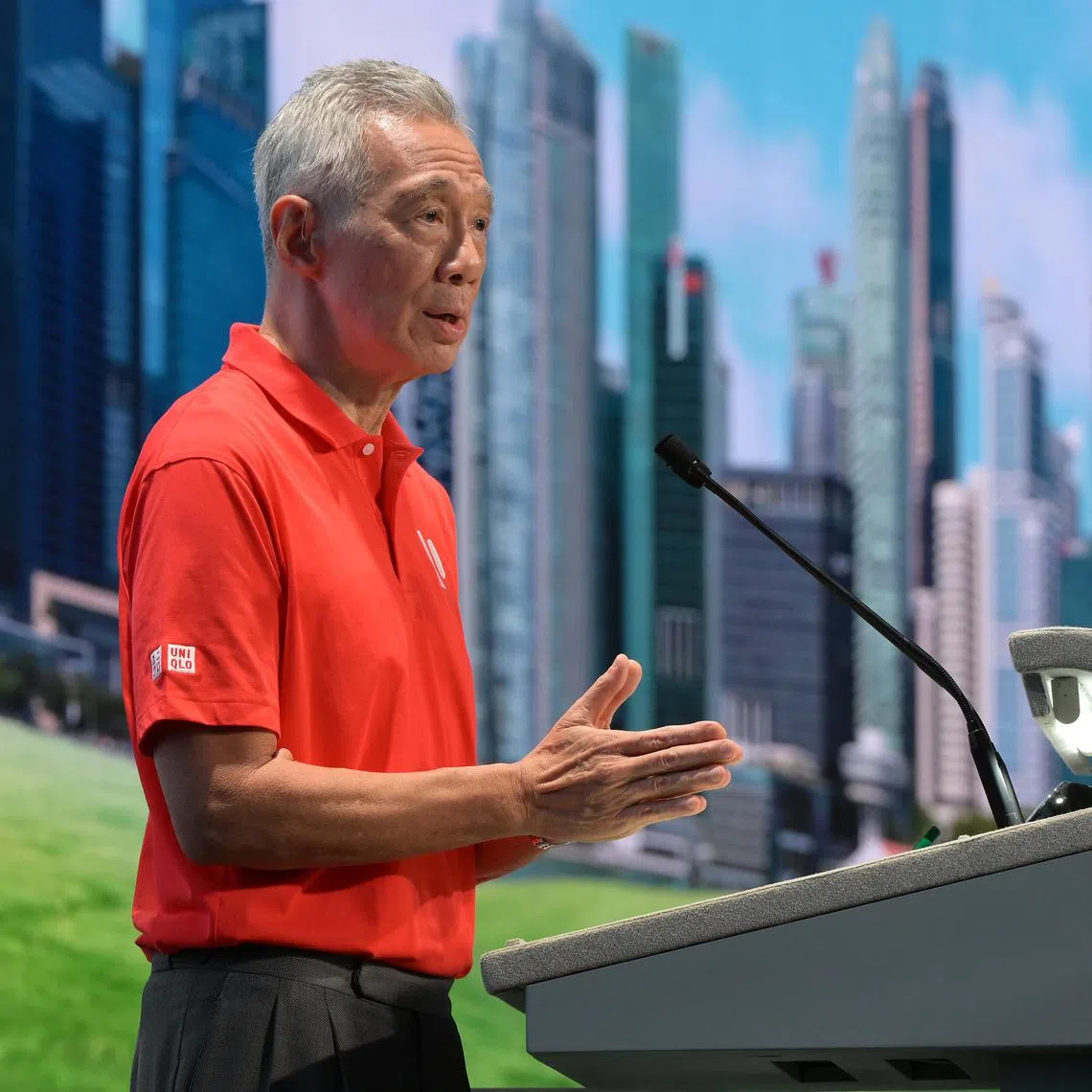 PM Lee Hsien Loong speaking at the May Day Rally on May 1.
