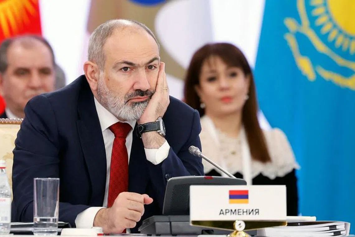 FILE PHOTO: Armenian Prime Minister Nikol Pashinyan attends a meeting of the Eurasian Intergovernmental Council of the Eurasian Economic Union (EAEU) countries in Almaty, Kazakhstan, February 2, 2024. Sputnik/Dmitry Astakhov/Pool via REUTERS/File Photo