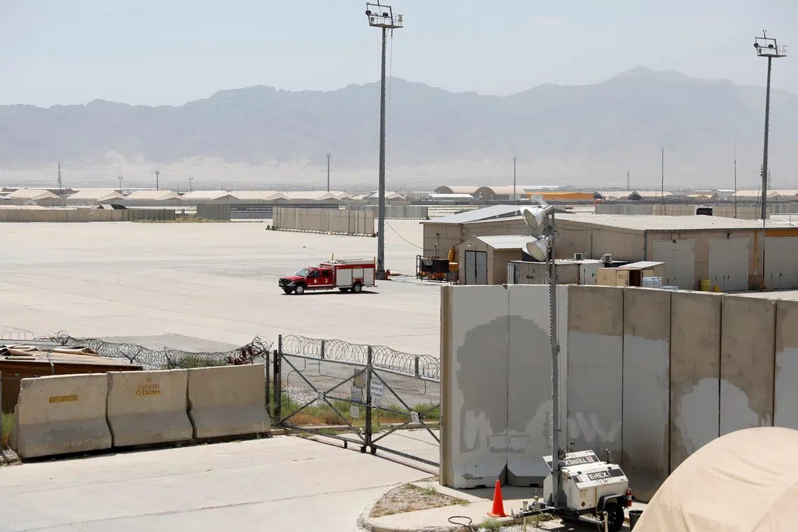 FILE PHOTO: A firefighter vehicle is seen in Bagram U.S. air base, after American troops vacated it, in Parwan province, Afghanistan July 5, 2021. REUTERS/Mohammad Ismail/ File Photo