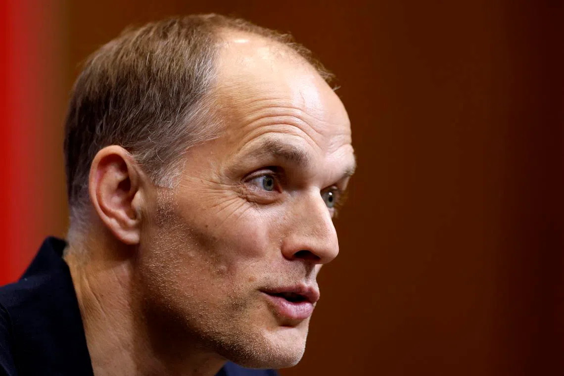 Soccer Football - FIFA World Cup 2026 - Thomas Tuchel announces England squad - St George's Park, Burton upon Trent, Britain - May 22, 2026 England manager Thomas Tuchel during the press conference Action Images via Reuters/Peter Cziborra