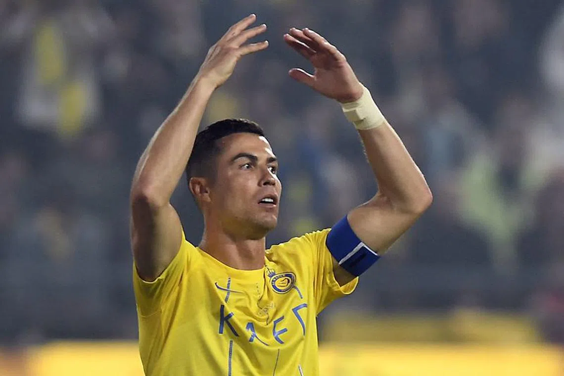 FILE PHOTO: Soccer Football - Saudi Pro League - Al Nassr v Al Ettifaq - Al-Awwal Park, Riyadh, Saudi Arabia - December 22, 2023 Al Nassr's Cristiano Ronaldo reacts REUTERS/Stringer/File Photo