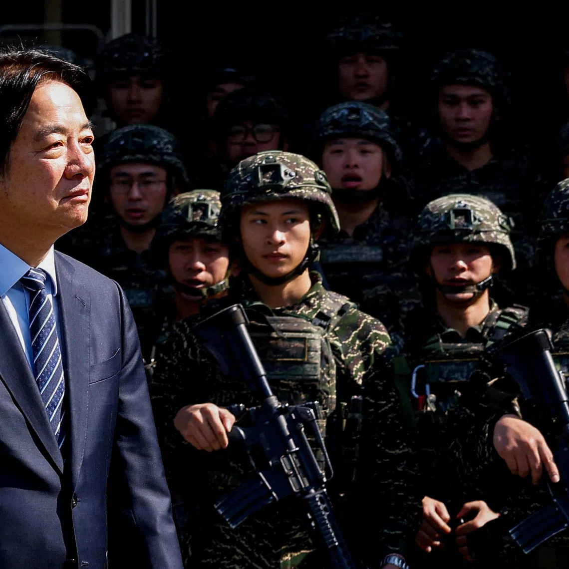 FILE PHOTO: Taiwan's President Lai Ching-te pays a visit to Songshan airbase in Taipei, Taiwan March 21, 2025. REUTERS/Ann Wang/File Photo/File Photo