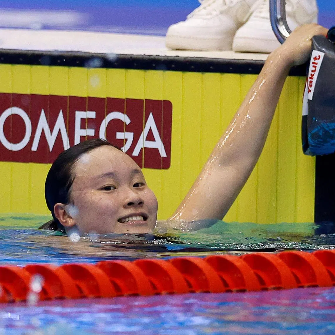 Gan Ching Hwee after her 1500m freestyle heat at the World Aquatic Championships in Fukuoka, Japan.