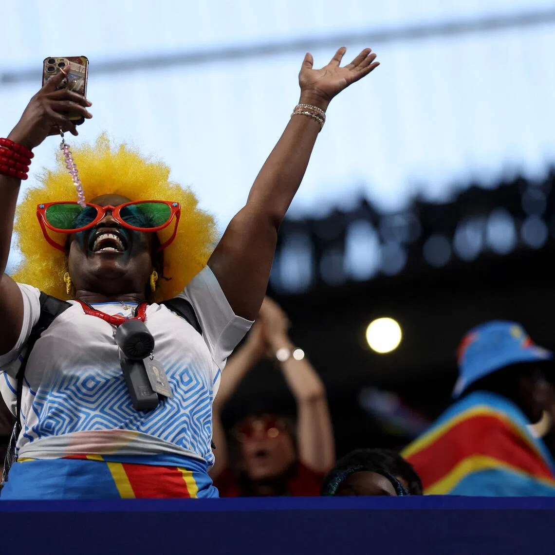 ATLANTA, GEORGIA - JUNE 27: A fan of Congo is seen during the FIFA World Cup 2026 Group K match between Congo DR and Uzbekistan at Atlanta Stadium on June 27, 2026 in Atlanta, Georgia.   Lars Baron/Getty Images/AFP (Photo by Lars Baron / GETTY IMAGES NORTH AMERICA / Getty Images via AFP)