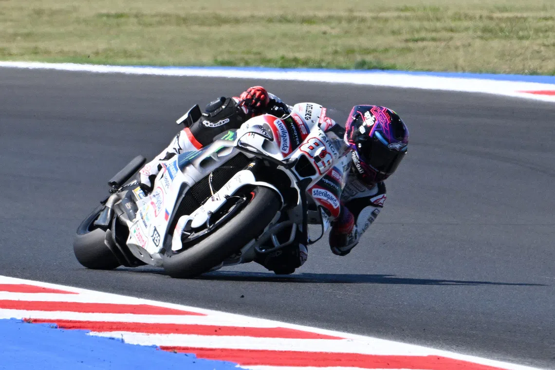 MotoGP - San Marino Grand Prix - Misano World Circuit Marco Simoncelli, Misano, Italy - September 13, 2026 Aprilia Racing's Jorge Martin in action during the MotoGP race REUTERS/Jennifer Lorenzini