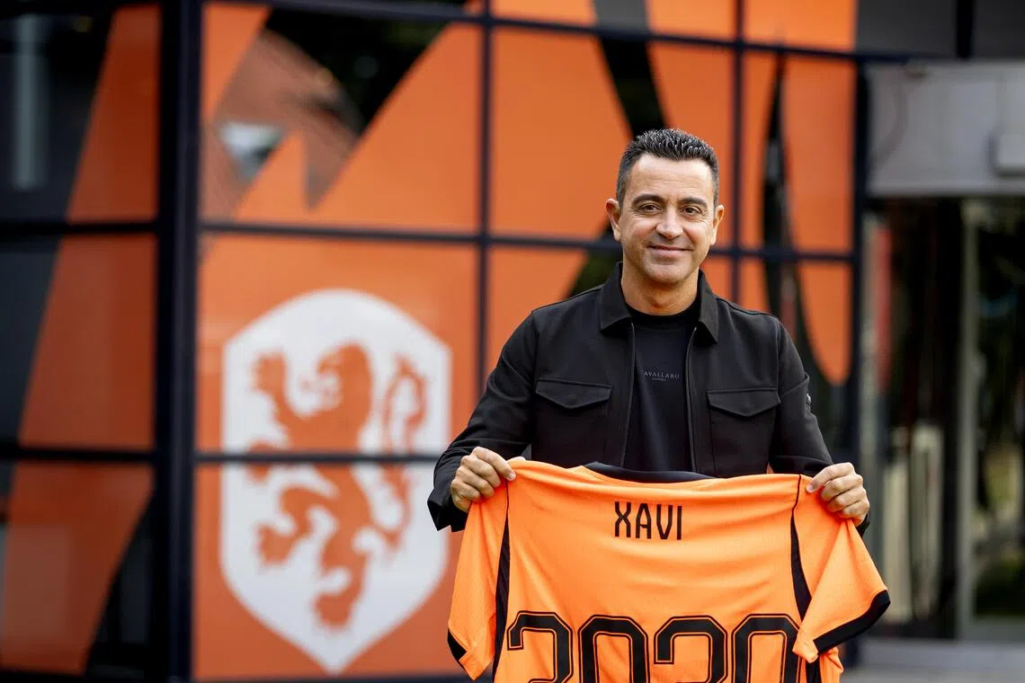 Xavi Hernandez at his presentation as the head coach of the Dutch national team in Zeist, Netherlands, on Aug 25.