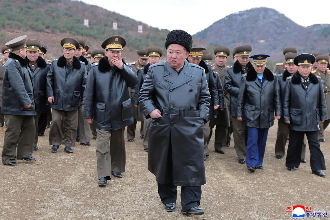 North Korean leader Kim Jong Un visits a shooting contest of Korean People's Army snipers in Pyongyang.