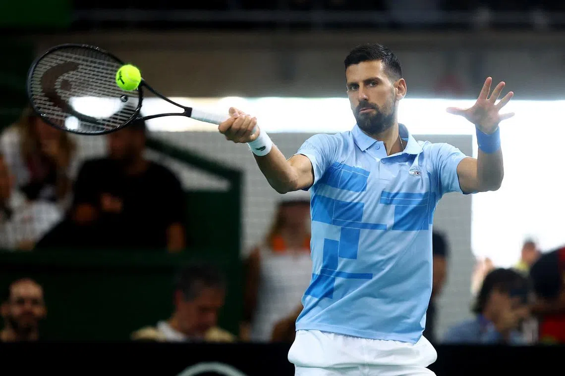 Tennis - Exhibition - Juan Martin del Potro v Novak Djokovic - Estadio Mary Teran de Weiss, Buenos Aires, Argentina - December 1, 2024 Serbia's Novak Djokovic in action during an exhibition match REUTERS/Agustin Marcarian/File Photo