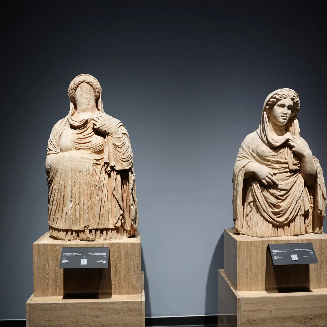 Statues are displayed inside the National Museum, the largest in Tripoli, following its reopening after nearly 14 years of closure, in Tripoli, Libya, December 12, 2025. Libyan Government Platform/Handout via REUTERS