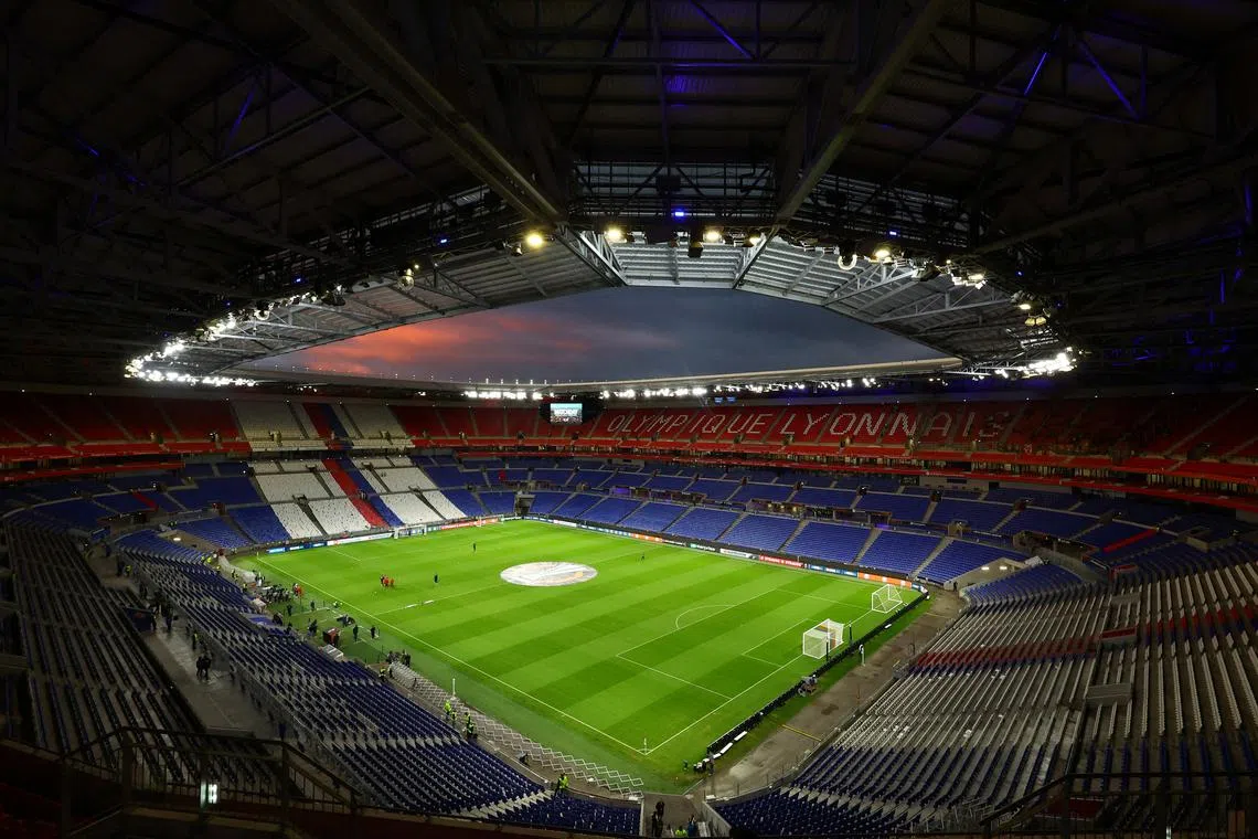 FILE PHOTO: Soccer Football - Europa League - Olympique Lyonnais v Olympiacos - Groupama Stadium, Lyon, France - September 26, 2024 General view inside the stadium before the match REUTERS/Manon Cruz/File Photo