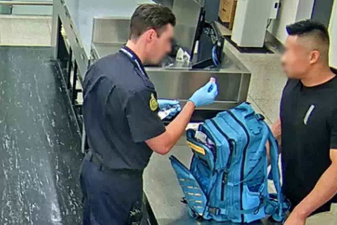 The man had arrived in Perth on Nov 16 from Singapore and was taken aside for luggage inspection.