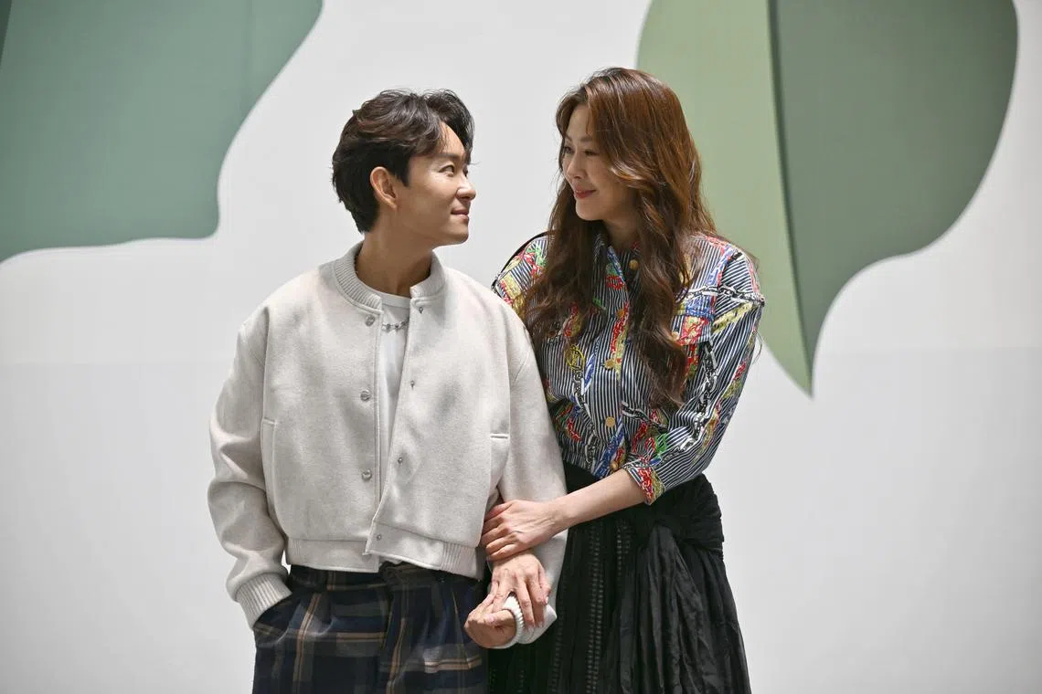 Celeb couple Jesseca Liu and Jeremy Chan at the press event of new drama Once Upon A New Year's Eve, on Jan 11, 2024.