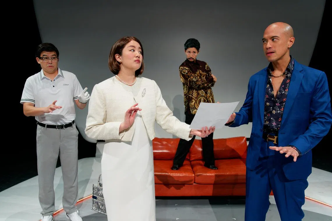 The hardworking ensemble cast of G*d Is A Woman features (from left) Benjamin Chow, Zee Wong, Munah Bagharib and Brendon Fernandez. 