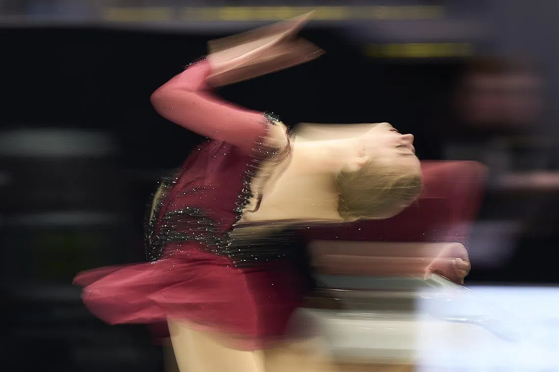 Olga Mikutina of Austria skating during the Women's Short program of the 2025 ISU World Figure Skating Championships, in Boston, Massachusetts, on March 26, 2025.