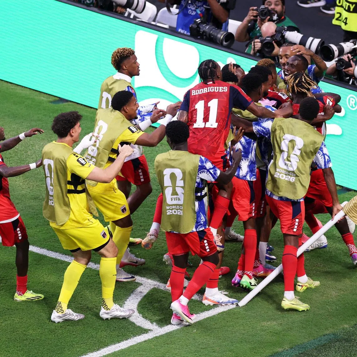 Soccer Football - FIFA World Cup 2026 - Group H -  Uruguay v Cape Verde - Miami Stadium, Miami Gardens, Florida, U.S. - June 21, 2026 Cape Verde's Helio Varela celebrates scoring their second goal with teammates REUTERS/Paul Childs