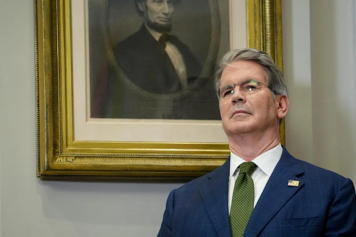 epa12275892 US treasury secretary, Scott Bessent, looks on during an executive order signing ceremony in the Roosevelt Room of the White House in Washington, DC, USA, 31 July 2025. The order will formally reestablish the Presidential Fitness Test, creating school-based programs that reward excellence in physical education.  EPA/ERIC LEE / POOL
