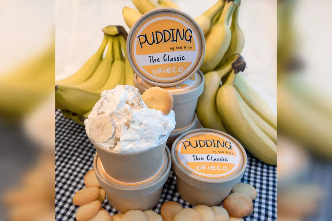 Banana pudding, such as this Speculoos version made by home-grown brand Okieco, has become a cafe staple in Singapore.