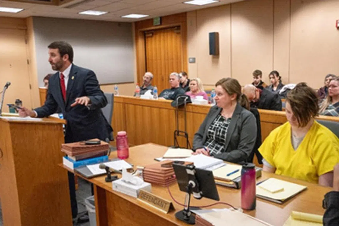 Left to Right: Patrick McKay Jr., Emily Cooper—defense attorney, 24-year-old defendant Denali Brehmer. Co-counsel for the State, Whitney-Marie Bostick, is partially visible, seated far left.
PHOTO: ALASKA DEPARTMENT OF LAW