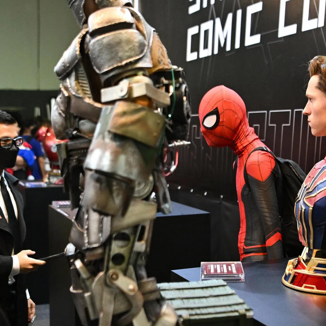 ST20221210-202237156489-Lim Yaohui-pixgeneric/
Model of Spiderman on display during Singapore Comic Con (SGCC) at Sands Expo and Convention Centre on Dec 10, 2022.
Singapore Comic Con (SGCC), previously known as Singapore Toy, Game & Comic Convention (STGCC), is Southeast Asia's ultimate celebration of the best of Western and Asian pop culture ranging from toys, collectibles, comics and esports to cosplay.
(ST PHOTO: LIM YAOHUI)